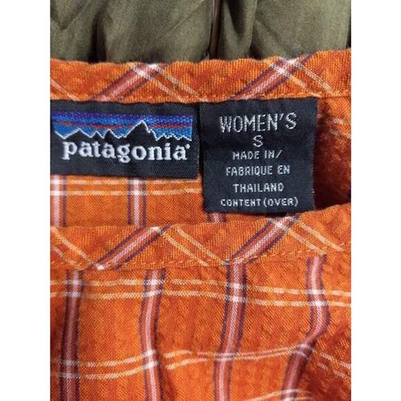VTG Patagonia Women's S Orange Plaid Sleeveless Sun Dress Gorpcore Outdoors - Picture 4 of 11
